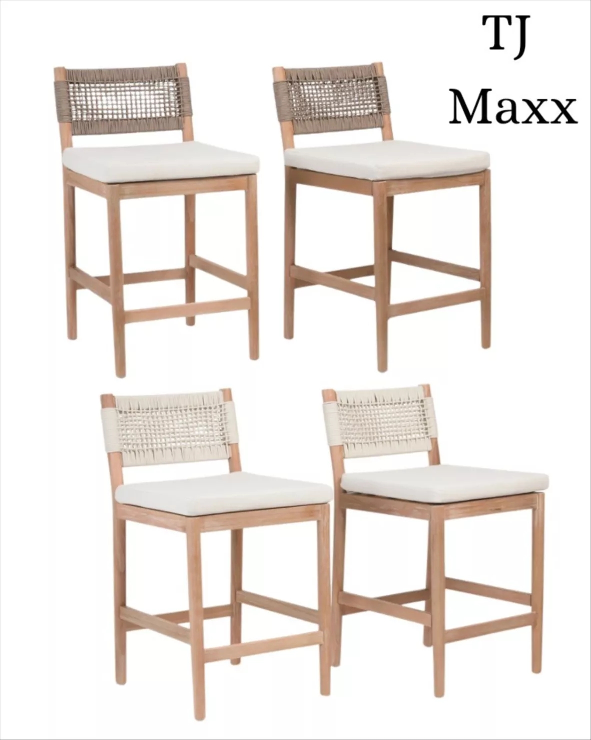 Bar Stool Woven Cord Backrest Contrast Bar Seating