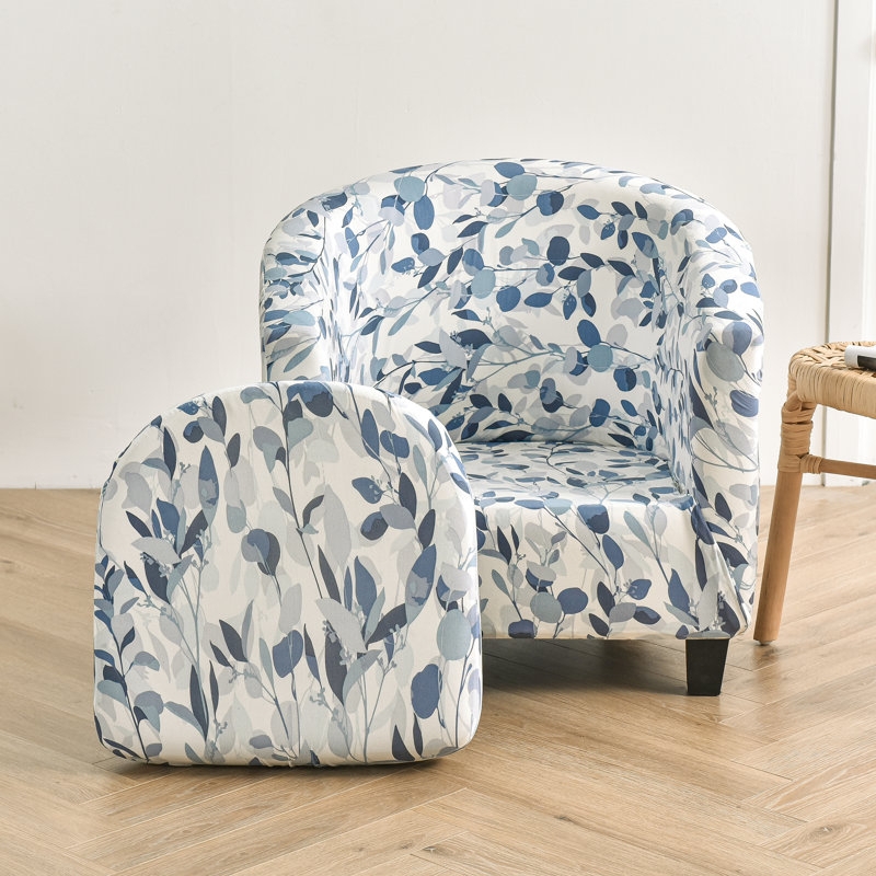 Barrel Chair Botanical Print Two Piece Set Cover