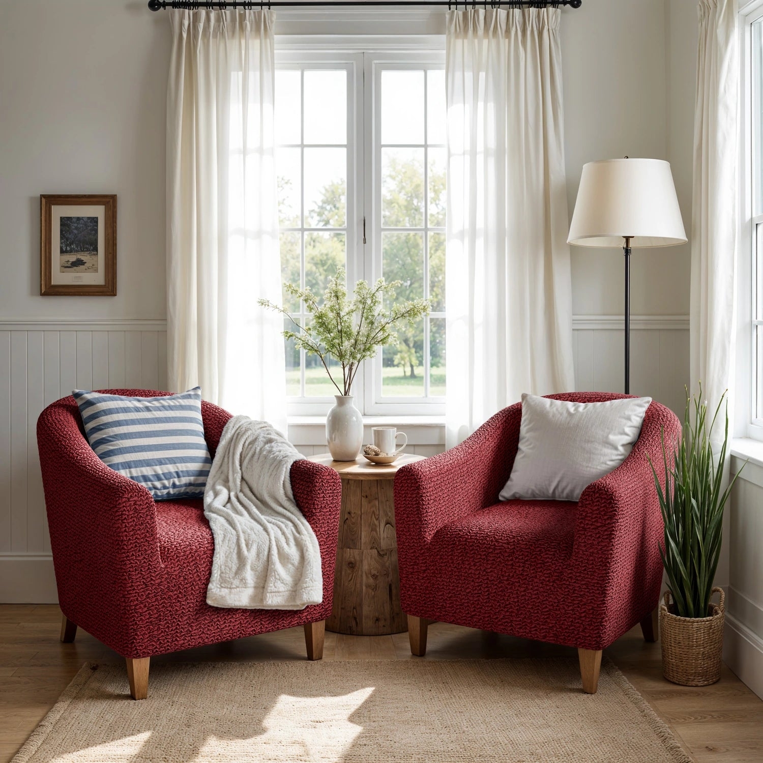 Barrel Chair Burgundy Pebble Weave Red Armchair