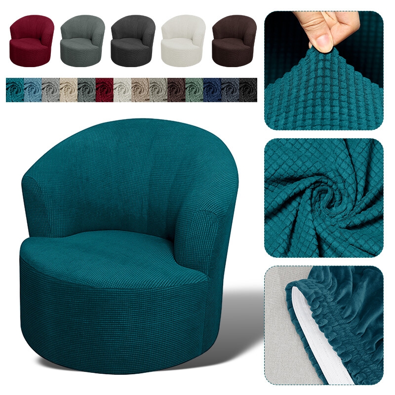Barrel Chair Cover featuring Teal Waffle Knit High Stretch
