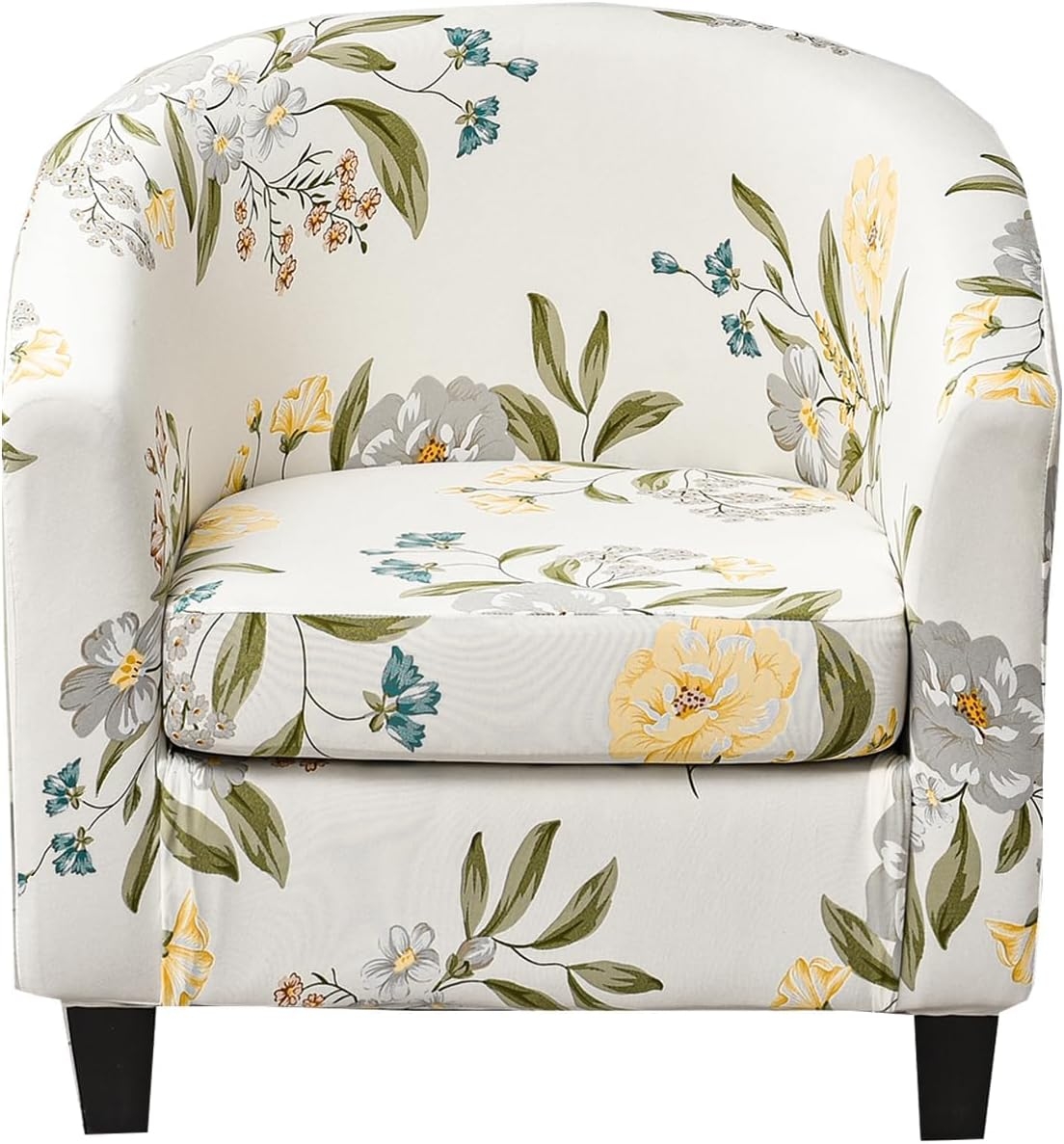 Barrel Chair Cover with Botanical Print and Stretch Fabric