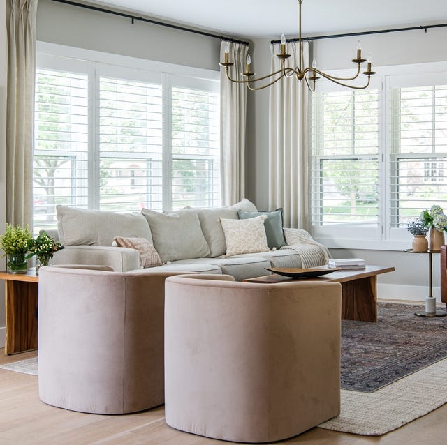 Barrel Chair: Dusty Rose Upholstery Curved Silhouette