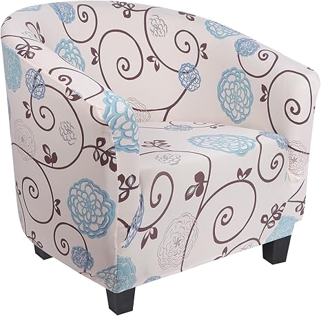 Barrel Chair Floral Scroll Spandex Tub Protector