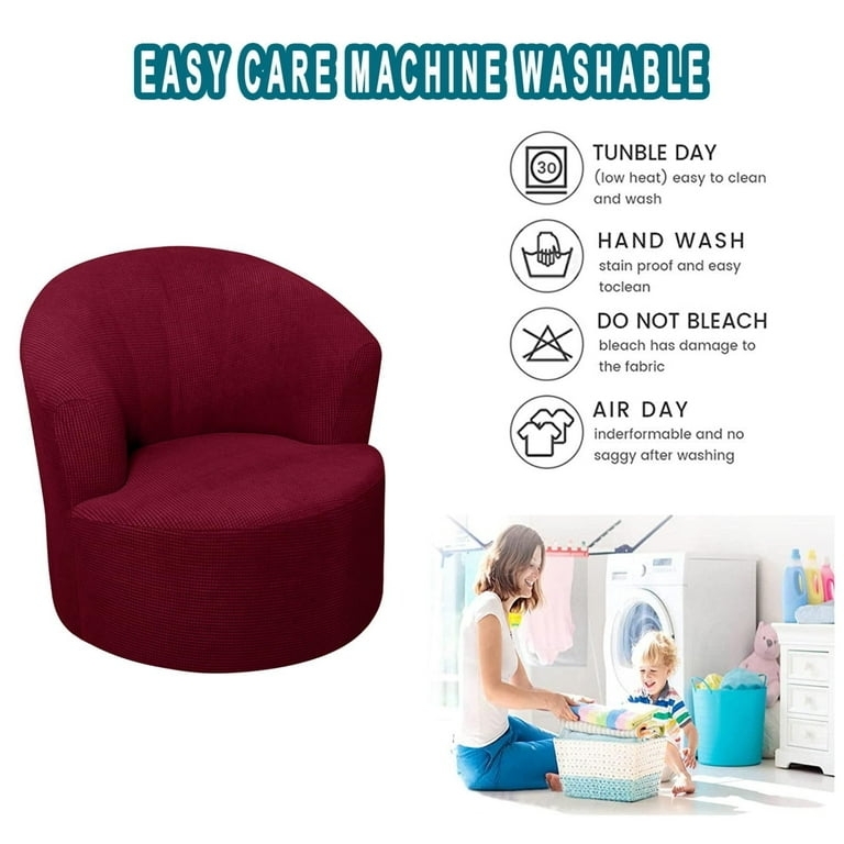 Barrel Chair Slipcover: Burgundy Waffle Texture Washable Wrap
