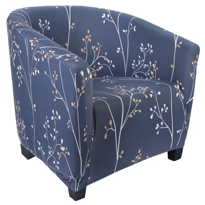Barrel Chair Slipcover Grey Blue Botanical Protector