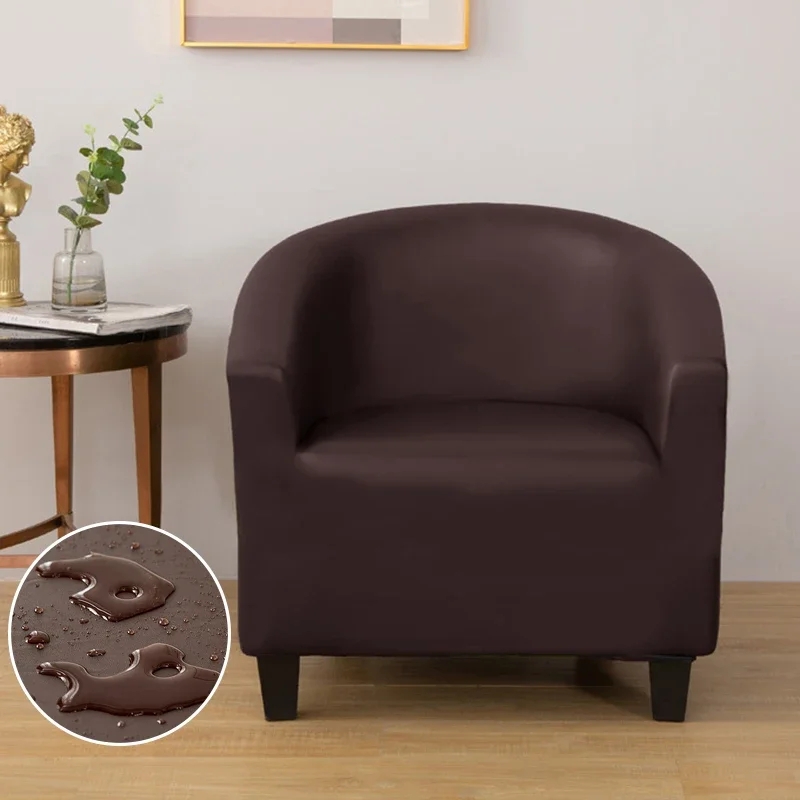 Barrel Chair Slipcover Waterproof Espresso Brown Wrap