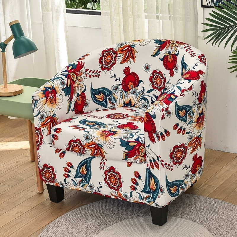 Barrel Chair Slipcover with Pomegranate Print and Tub Shape