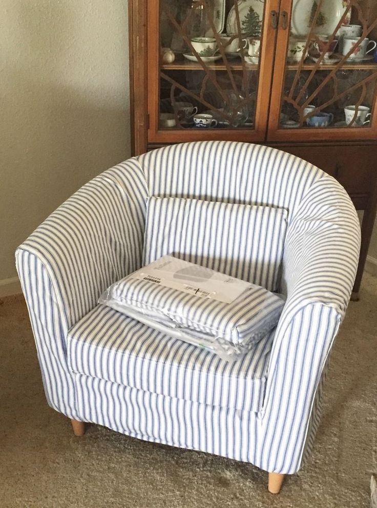 Barrel Chair Vertical Pinstripe Striped Armchair