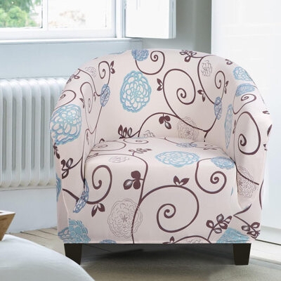 Barrel Chair with Floral Swirl Pattern and Tub Silhouette