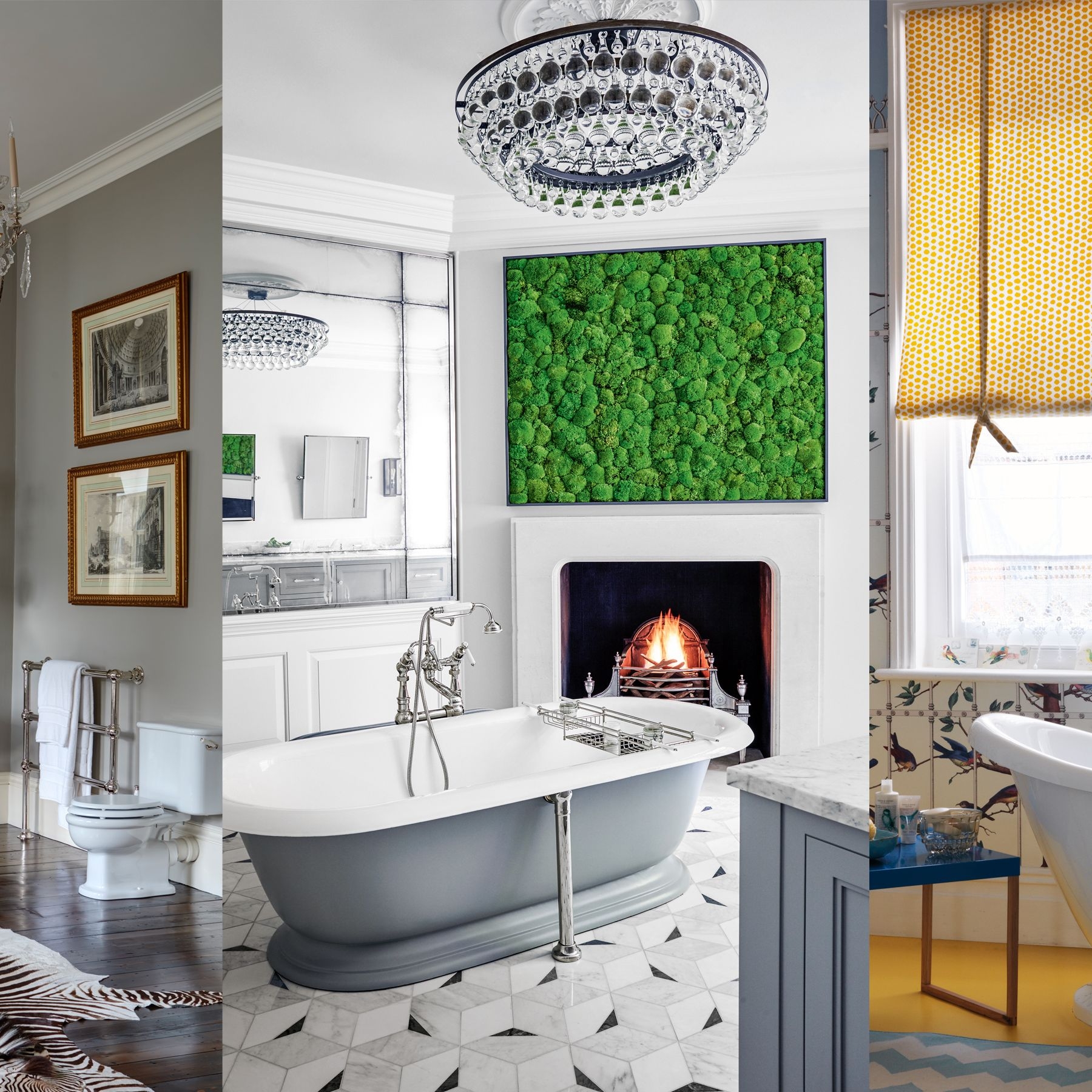 Bathroom Chandelier featuring Tiered Glass and Preserved Moss Art