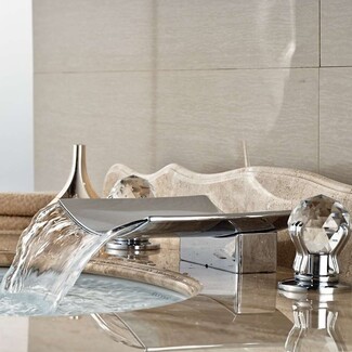 Bathroom Faucet Waterfall Spout Crystal Handles Chrome