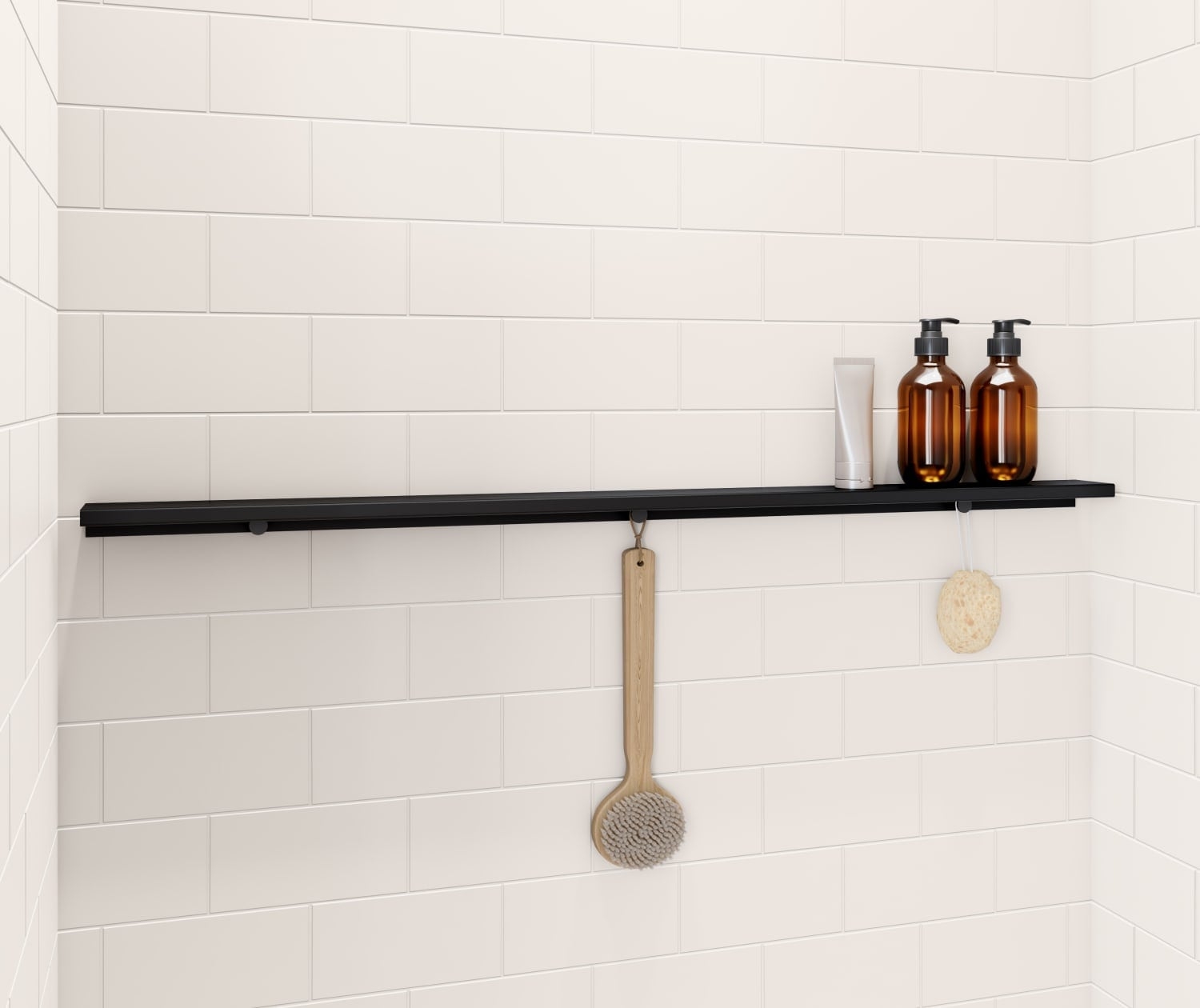 Bathroom Shelf Long Matte Black Stainless Steel