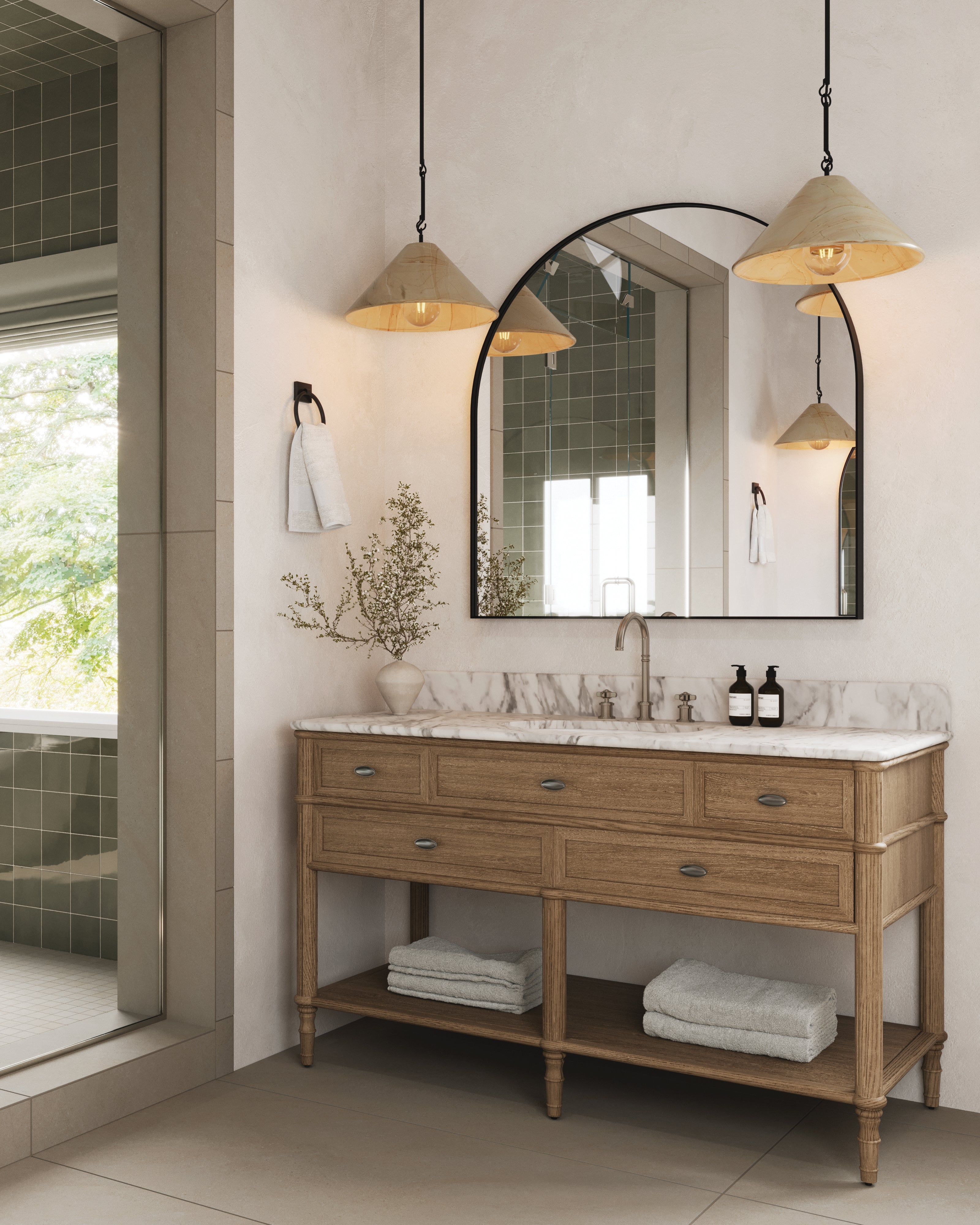 Bathroom Vanity Blonde Oak Open Slat Shelf Storage