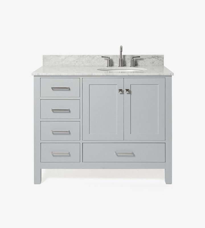 Bathroom Vanity Grey Right Offset Oval Sink Cabinet