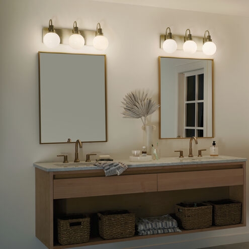 Bathroom Vanity Light with Triple Bar and Frosted Globes