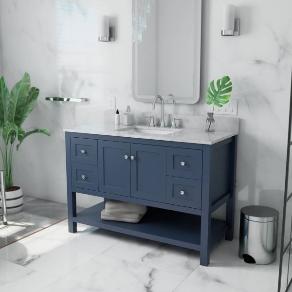 Bathroom Vanity Navy Open Shelf Shaker Style Unit