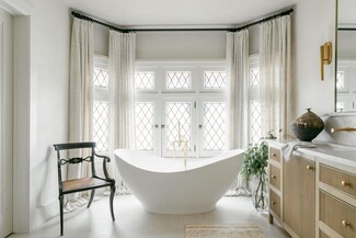 Bathroom Vanity Reeded Wood Design Slipper Tub Interior