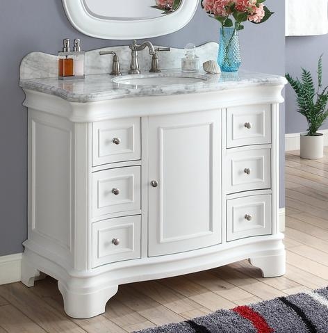 Bathroom Vanity Scalloped Backsplash Bun Feet White