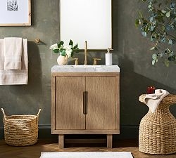 Bathroom Vanity Wood and Gold Light Oak Cabinet
