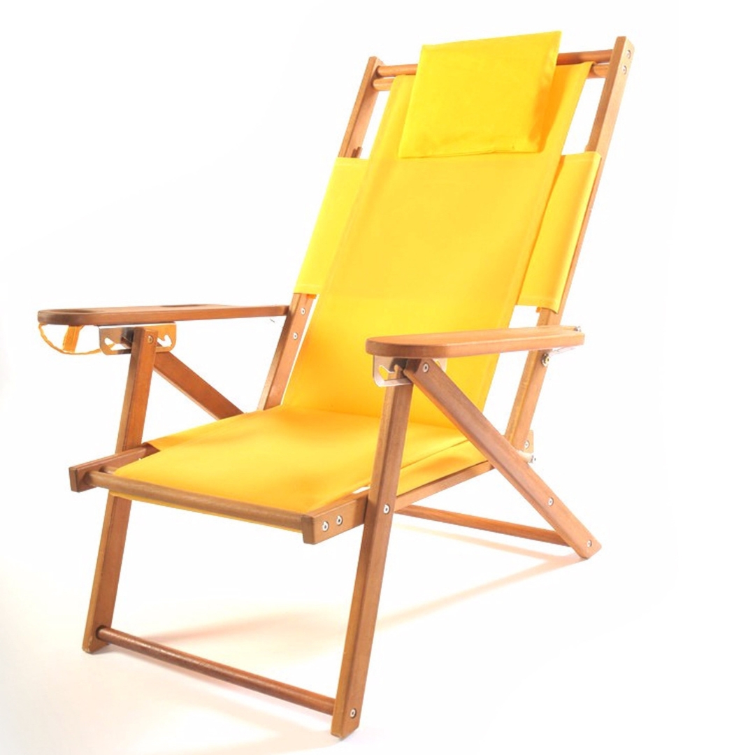 Beach Chair Bottle Opener Yellow Wooden Beach Recliner