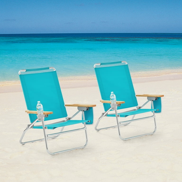 Beach Chair Comfort Height Wood Arms Teal Reclining Beach Chairs