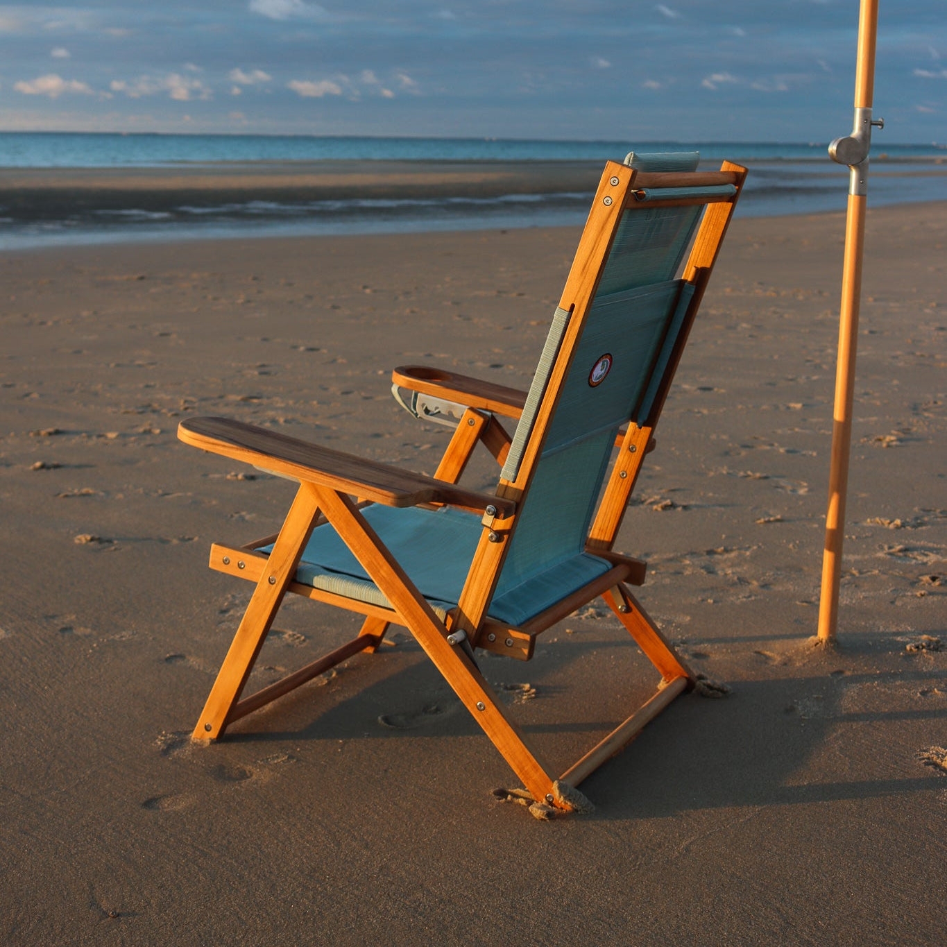 Beach Chair Honey Wood Frame Seafoam Wood Beach Recliner