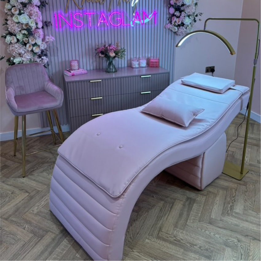 Beauty Bed Dusty Rose Ribbed Texture Ergonomic Pink Bed