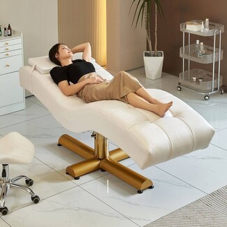 Beauty Treatment Bed Channel Stitched Gold Base Beauty Bed