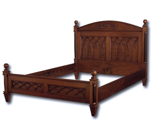 Bed Frame Lancet Arch Panels Lattice Wood Footboard