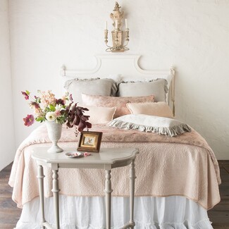 Bedding Set: Dusty Rose Floral Ruffled French Country Decor