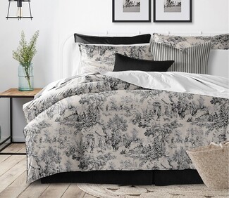 Bedding Set: Monochrome Toile Pastoral Print Modern Decor