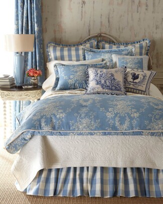 Bedding Set: Toile and Check Pairing Country Manor Decor