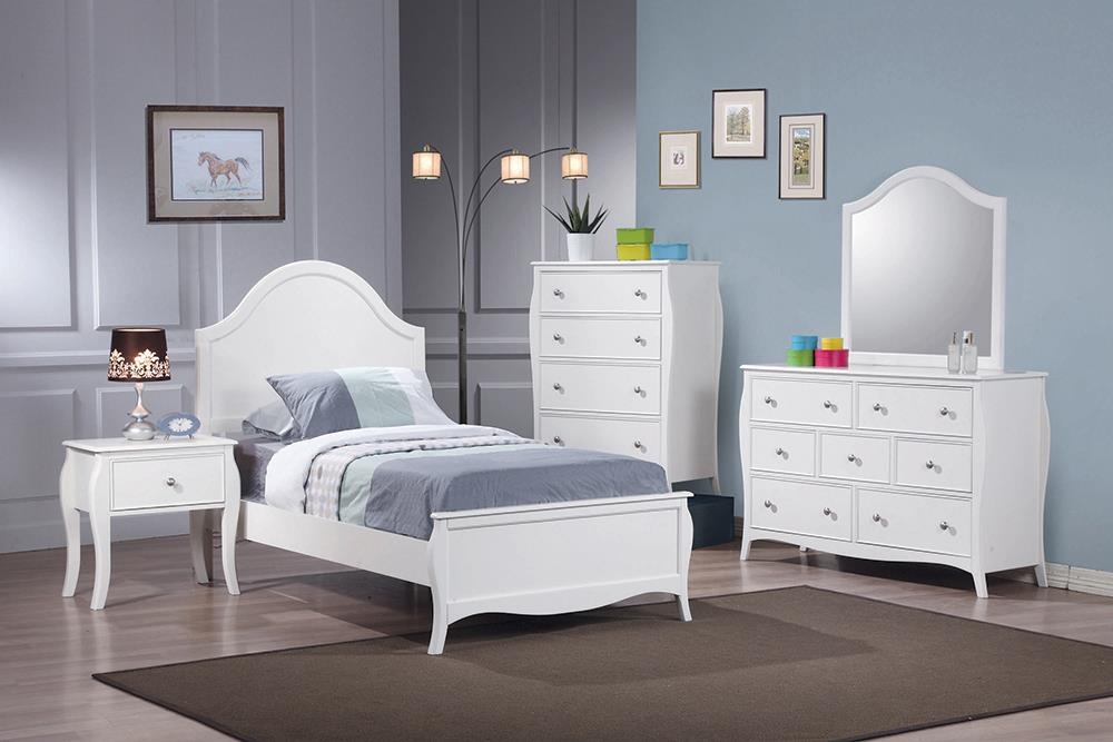 Bedroom Set: Arched Mirror and Classic White Youth Furniture