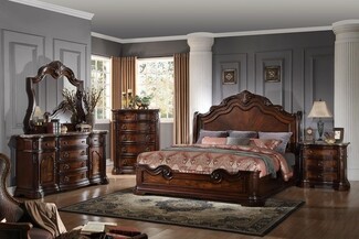 Bedroom Set: Bowed Facade Victorian Style Bedroom Furniture