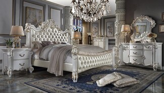 Bedroom Set: Gold Carved Accents Grand Master Bedroom Set