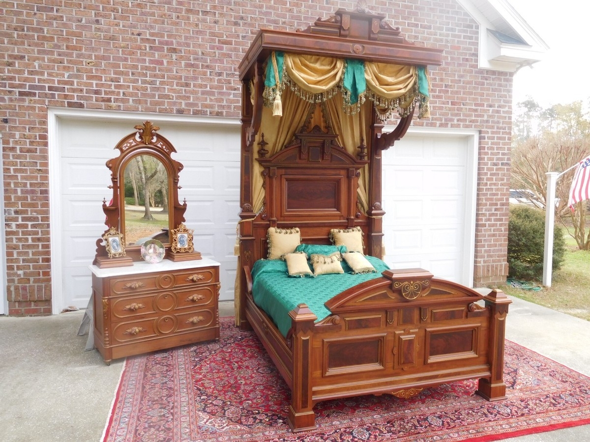 Bedroom Set: Half Tester Canopy Vintage Half Tester Bed