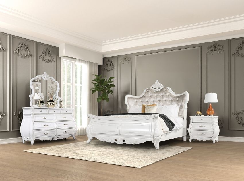 Bedroom Set: Old European Design Victorian White Bedroom Set