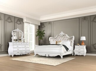Bedroom Set: Old European Design Victorian White Bedroom Set