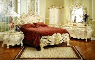 Bedroom Set: Ruby Red Damask Victorian Bedroom Furniture Set