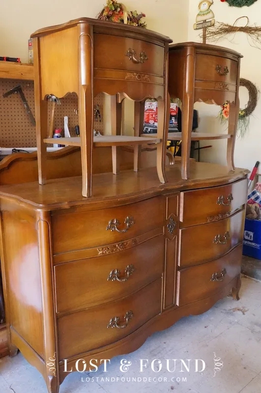Bedroom Set: Scalloped Apron and Vintage Wood Storage Units