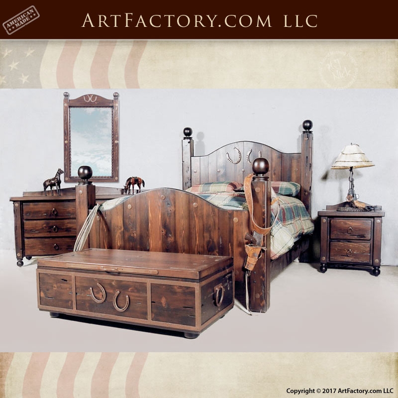 Bedroom Set with Horseshoe Accents and Storage Chest