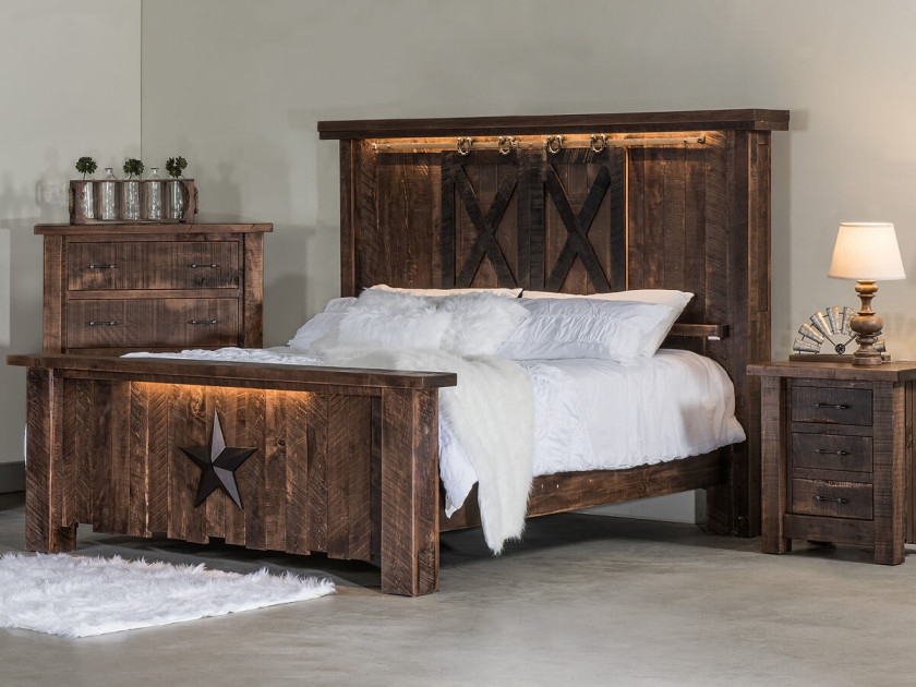 Bedroom Set with Integrated Light Bed Frame and Star