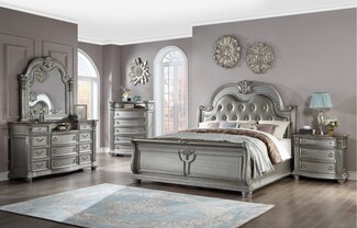 Bedroom Suite: Sleigh Footboard Victorian Silver Bedroom Suite