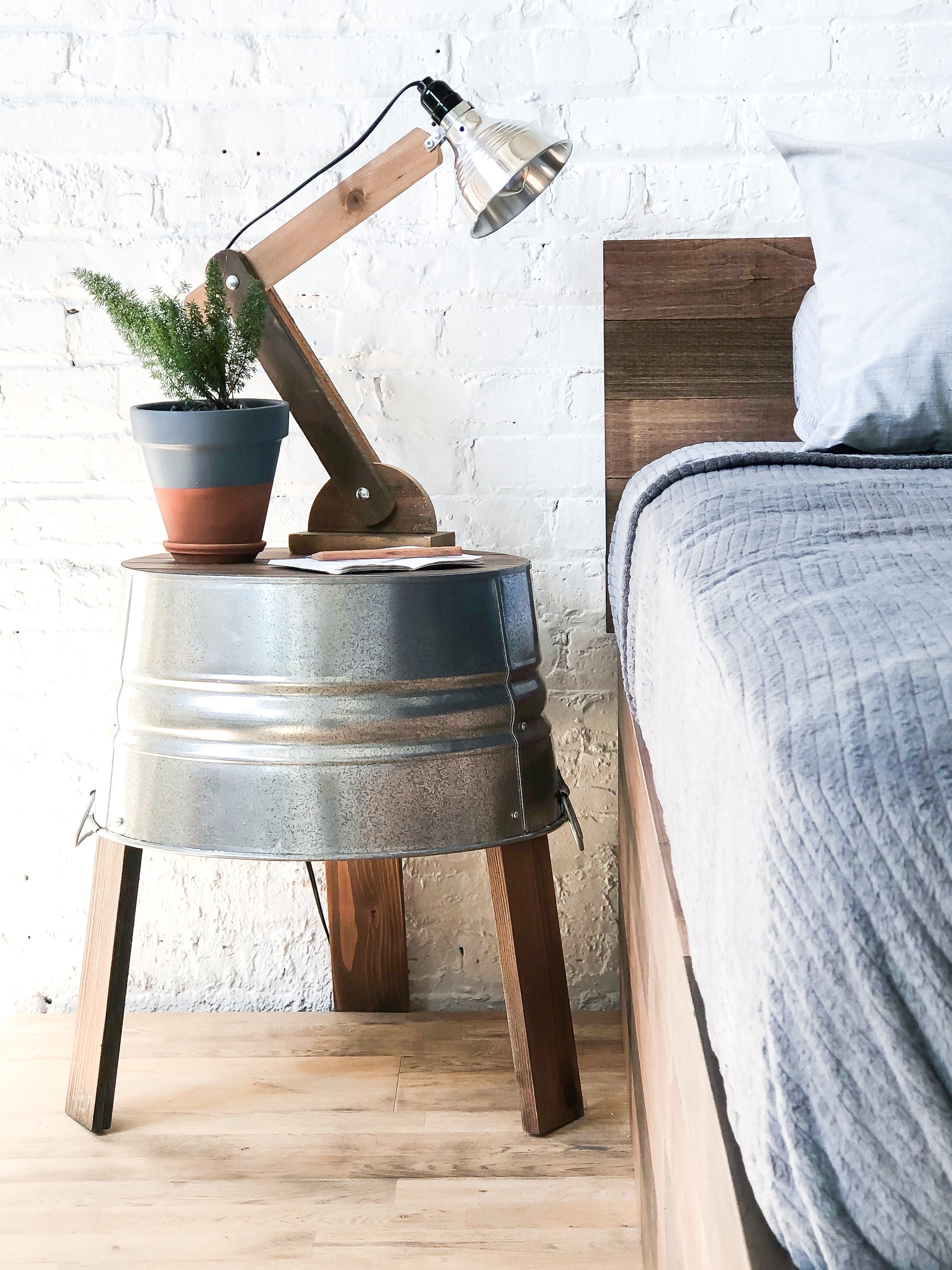 Bedside Table Galvanized Metal Tub Galvanized Tub Nightstand