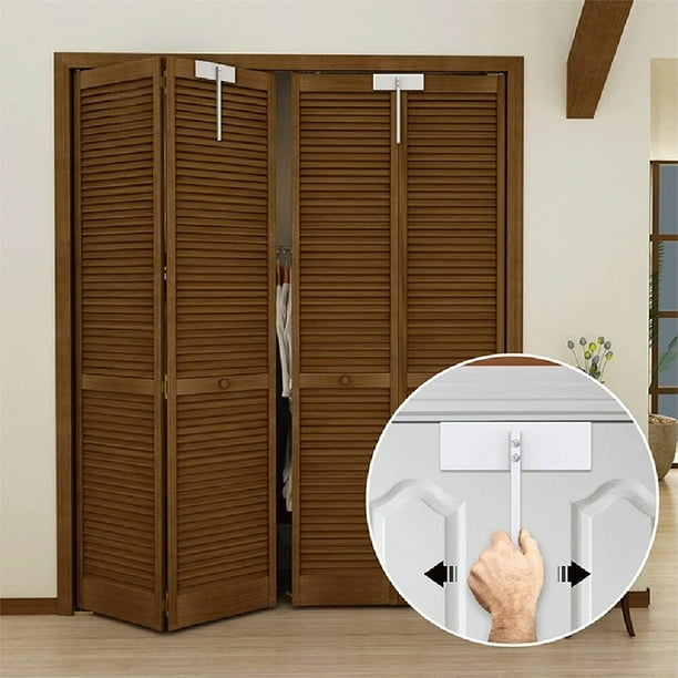 Bi Fold Door Lock Vertical Pull Rod Walnut Closet Security