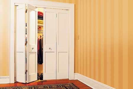 Bifold Door Inset Panels White Vertical Stripes Accent Wall
