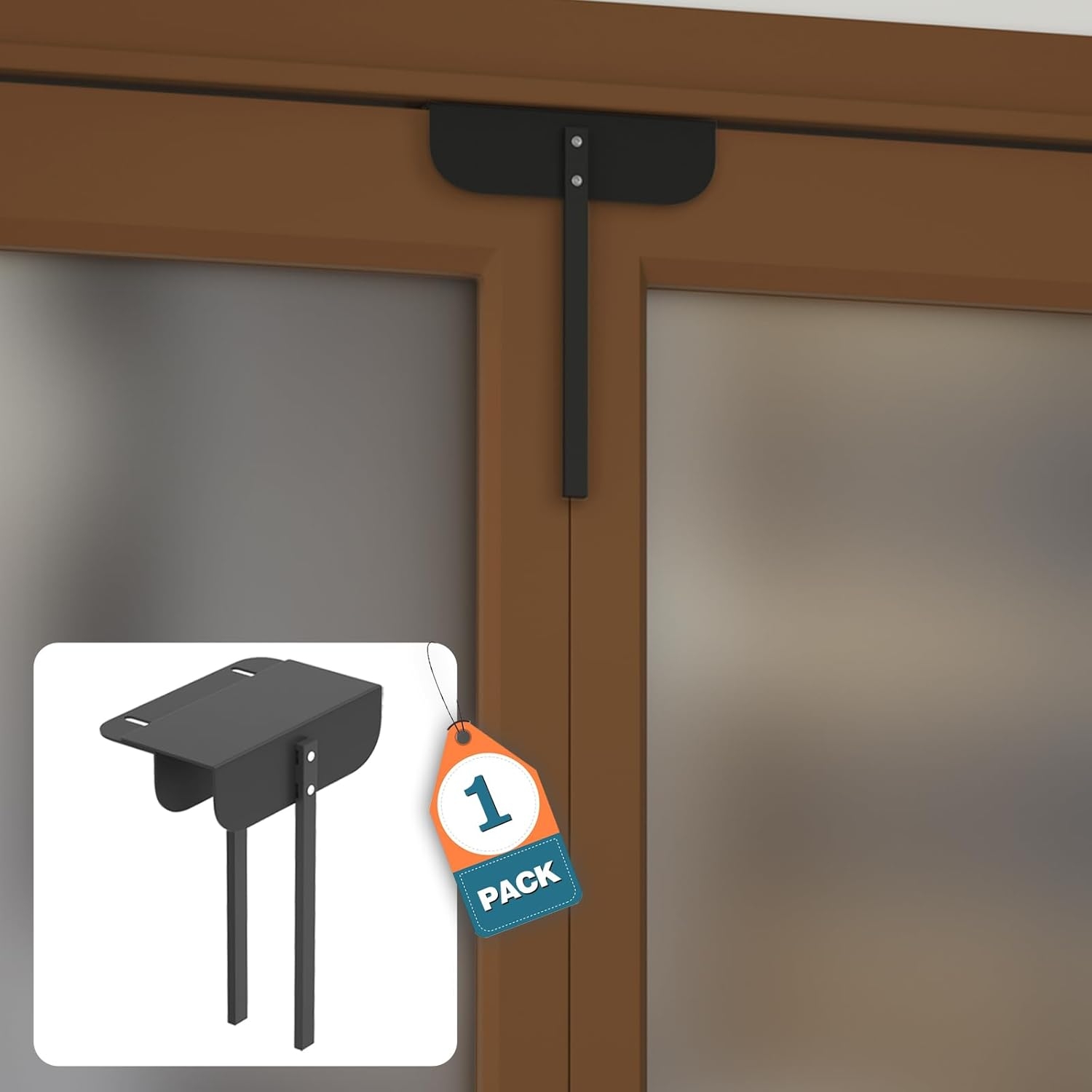 Bifold Door Lock Dual Prong Design Matte Black Top Mount