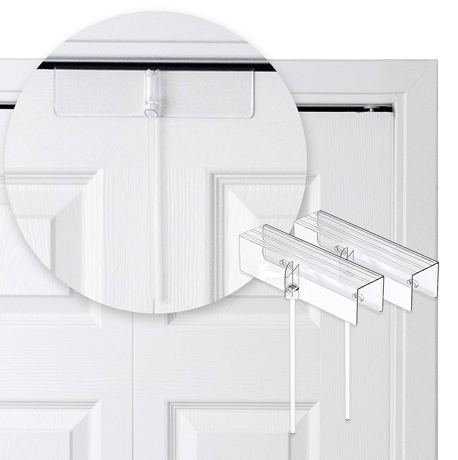 Bifold Door Lock Long Wand Handle Transparent Plastic Slide