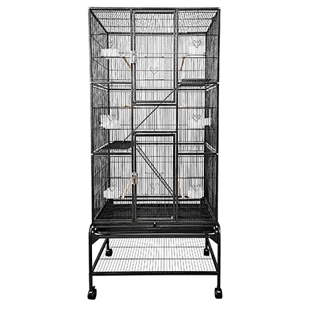 Bird Cage with Storage Shelf and Multi-Level Bird Enclosure with Wheels