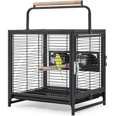Bird Travel Cage with Hammered Metal Finish for Portable Bird Travel Cage